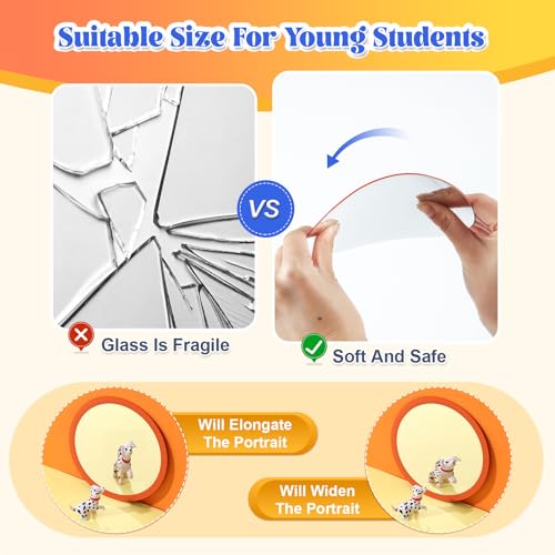 10 Pcs Kids Acrylic Mirrors, 6x6 Inch Shatterproof Craft Mirrors for Classroom