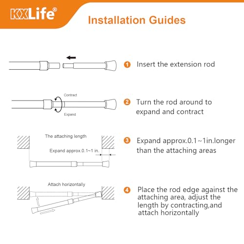 2 Pack Adjustable Spring Tension Curtain Rods 28 to 40 Inches, White