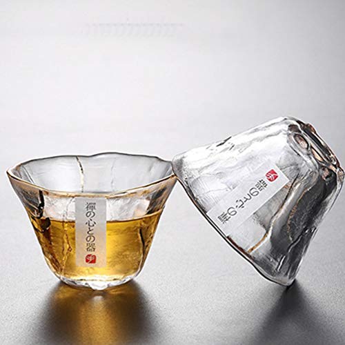 Japanese-Style Glass Sake Cups Set of 4 with Gold Rim - 2.75 Inch Drinking Glassware for Tea, Spirits, Water