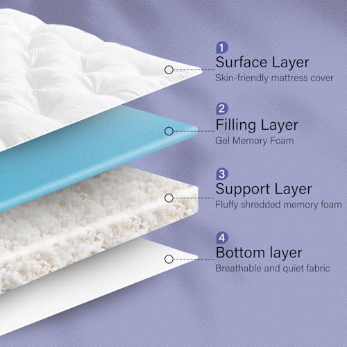 4 Inch King Gel Memory Foam Mattress Topper - Back Pain Relief