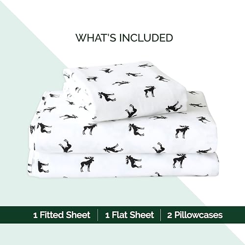 Elegant Comfort Full Black Elk Flannel Sheet Set - 100% Turkish Cotton, 14-in Deep Fitted