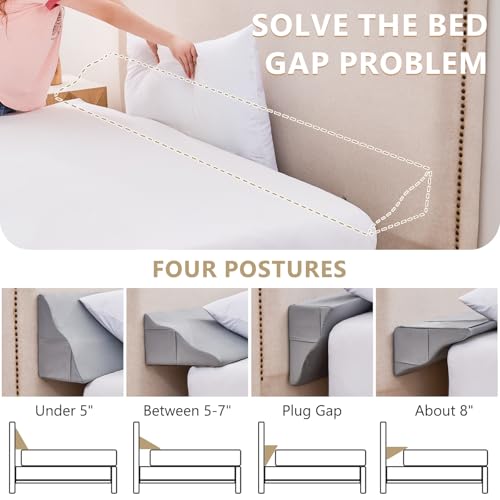King Size Bed Wedge Pillow for Headboard Gap Filler, Grey
