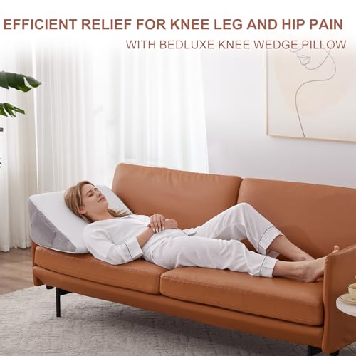 Knee Wedge Pillow for Back Sleeping - Memory Foam Leg Support