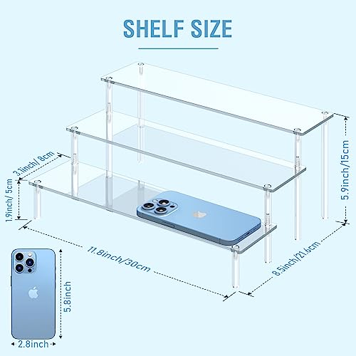 3-Tier Clear Acrylic Display Riser Stand for Perfumes, Figures & Cupcakes