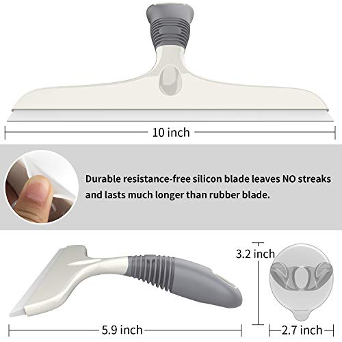 10-Inch Silicone Shower Squeegee for Glass Doors with Suction Hook