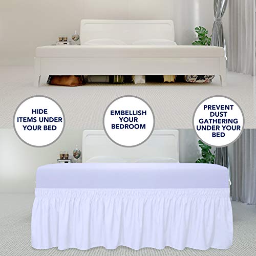 Wrap Around Ruffled Bed Skirt with Adjustable Elastic - 18" Drop, Queen/King