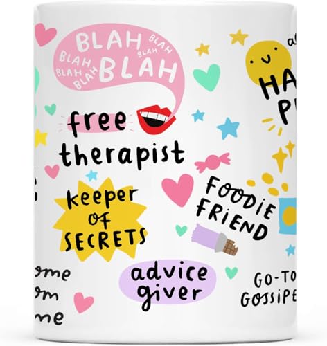 Gossby Bestie Mug - Friendship Coffee Cup for Women - 11oz White Ceramic - The Bestie Variation