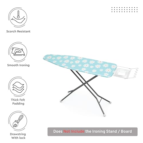 Encasa XO Ironing Board Cover and Pad 54x15 Daisy Blue Thick Felt