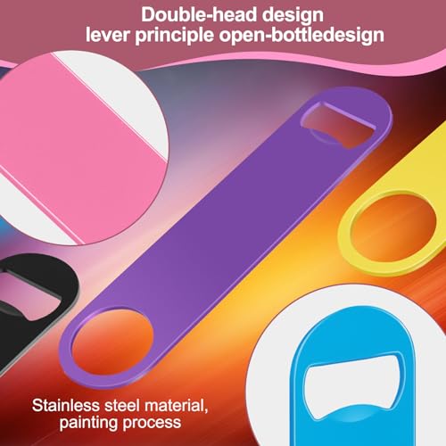 WEGAZ 5 Pack 7-Inch Colorful Stainless Steel Bottle Openers - Flat Barware