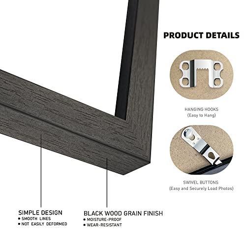 4x4 Black Square Picture Frames Set of 3 - Tabletop & Wall Hanging
