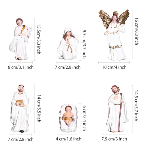 Nativity Set 12 Pcs Christmas Figures, 6 inch White Indoor Catholic Manger Scene (Aunniqum)