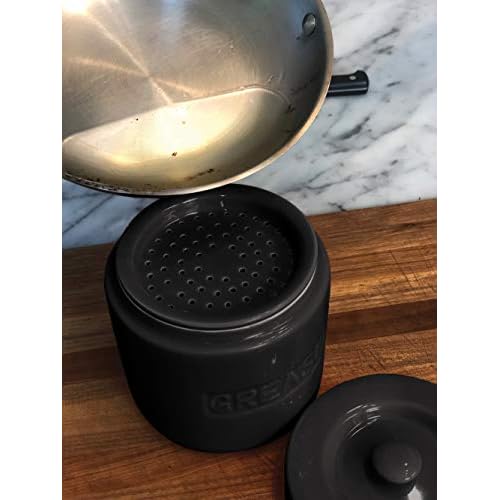 Fox Run Bacon Grease Container, 5 x 5.5 inches, Black