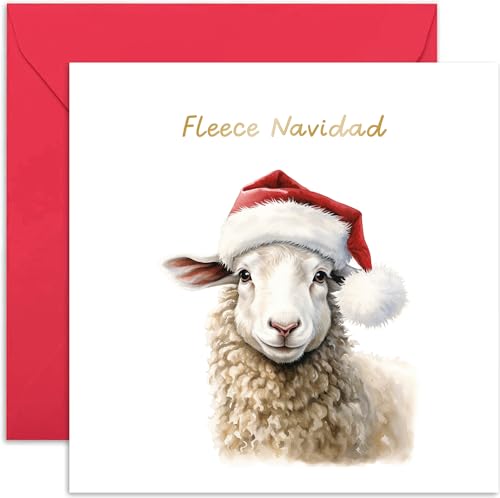 Fleece Navidad Greeting Card – Old English Co. Funny Christmas Card for Family & Friends with Gold Foil