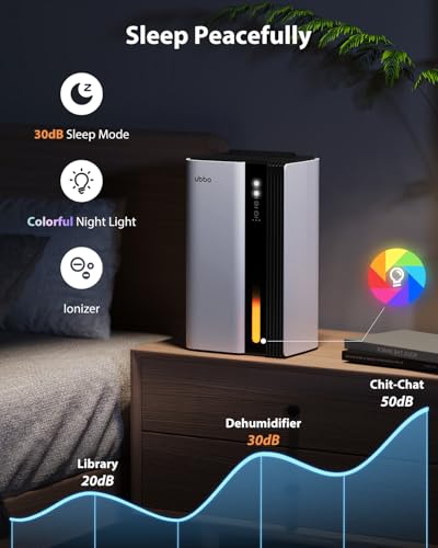 Compact 95oz Dehumidifier with Drain Hose and 7-Color LED Light