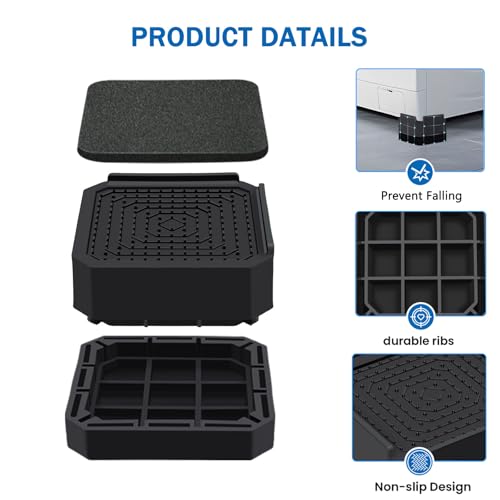 Heavy Duty Bed Risers, Adjustable 3 Inch Elevation, 4 Pack