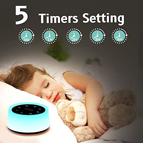 White Noise Sound Machine with 30 Soothing Sounds & 12-Color Night Light
