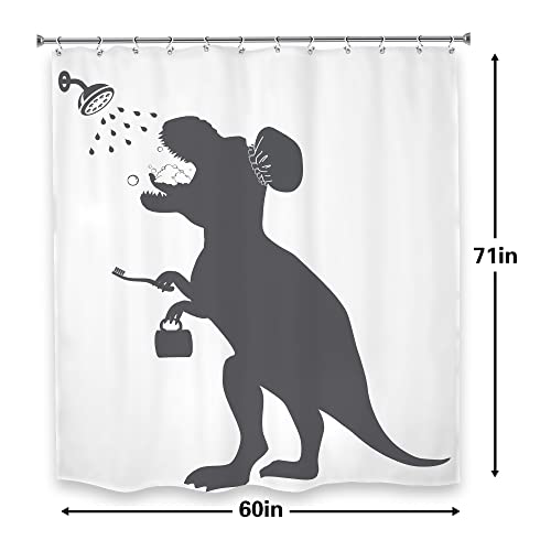 Dinosaur Silhouette Shower Curtain Set - 60x71 Waterproof Fabric