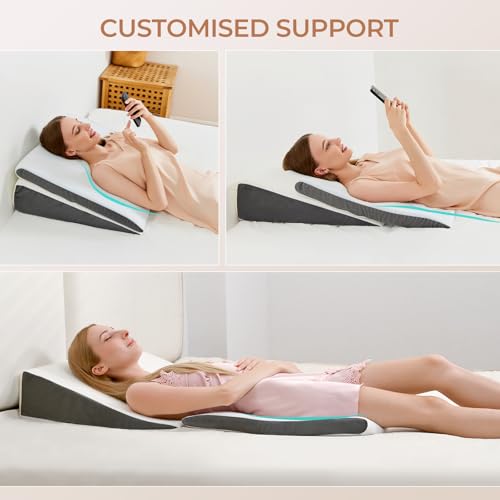 Adjustable Wedge Pillow for Sleep Apnea & Back Pain Relief, 2 Heights
