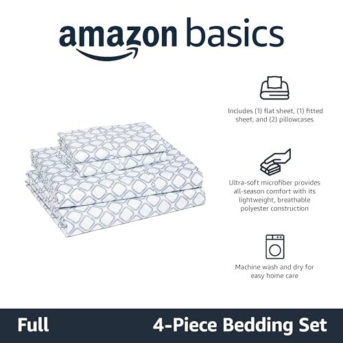 Ultra-Soft Microfiber 4-Piece Bed Sheet Set, Full Size, Aqua Print