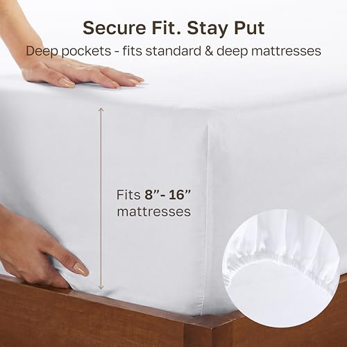California Design Den King Fitted Sheet - 100% Cotton 400 TC Sateen