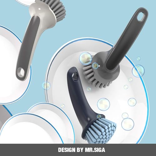 Non-Scratch Pot and Pan Cleaning Brush with Scraper - 2 Pack, Gray