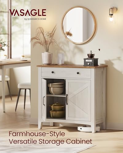 Farmhouse Buffet Cabinet & Coffee Bar Sideboard with Drawer and Adjustable Shelf