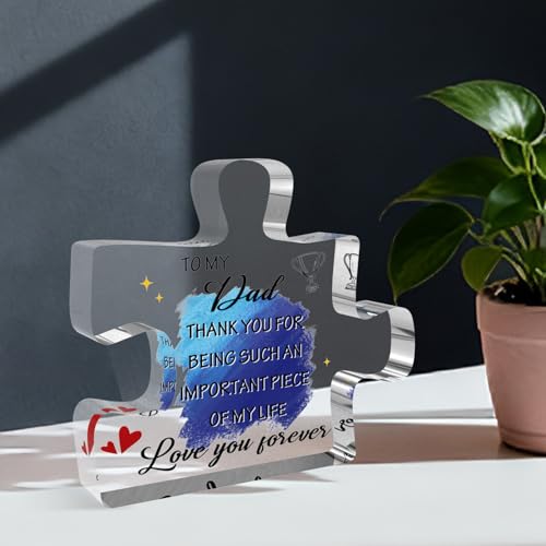 Dad02 Acrylic Block Plaque - Gift for Dad from Daughter | Blue Desk Sign