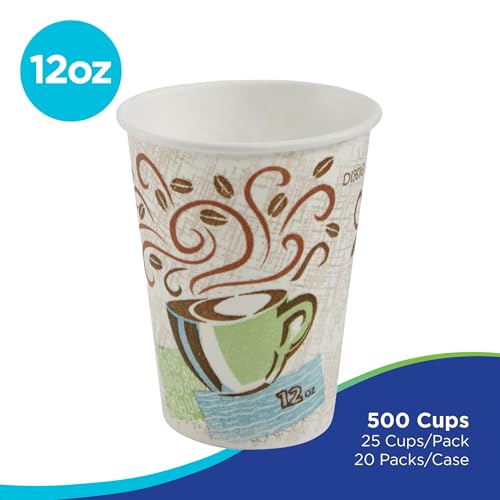 Insulated 12 oz Paper Coffee Cups, Coffee Haze Design (500 Count)