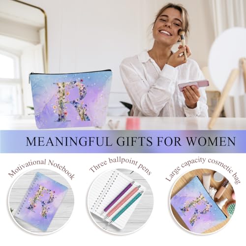 Letter R Monogram 20 oz Tumbler & Makeup Bag Gift Set for Women