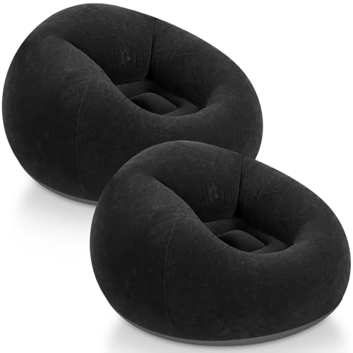2-Pack Inflatable Bean Bag Chairs, Portable Blow Up Lounge Sofa for Outdoors