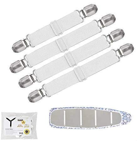 Adjustable Ironing Board Cover Clips - Elastic Fasteners (Set of 4)