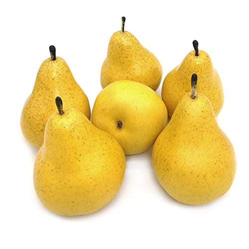 6pcs Artificial Yellow Pears - Vivid Foam Fruit Decor