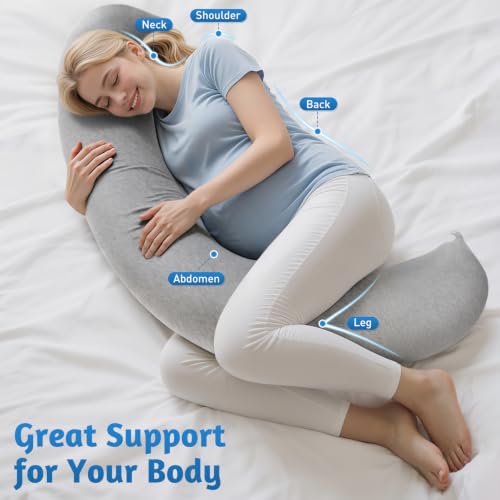 C-Shaped Memory Foam Body Pillow for Pregnancy & Side Sleepers