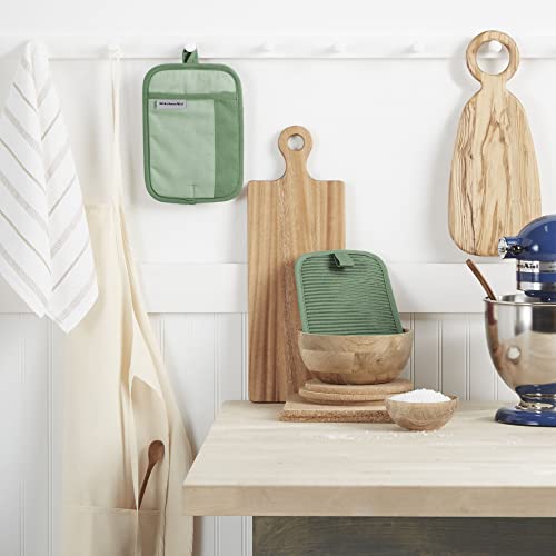Two-Tone Cotton Pot Holder Set with Silicone Grip, 7"x10", 2 Piece