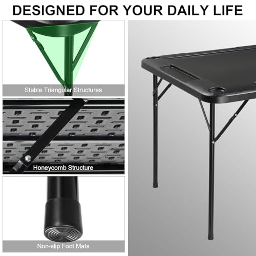 35-Inch Folding Mahjong Table with Cup Holders and Chip Trays