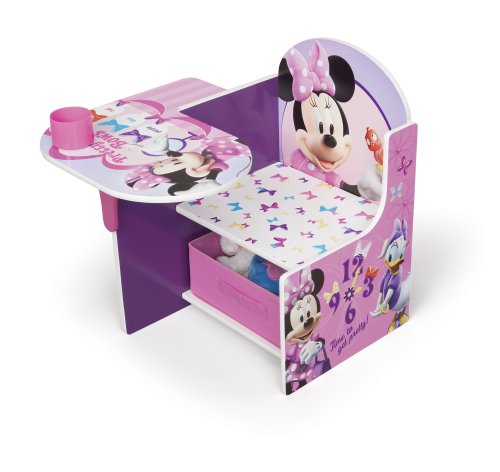 Kids Chair Desk with Under-Seat Fabric Storage Bin and Cup Holder