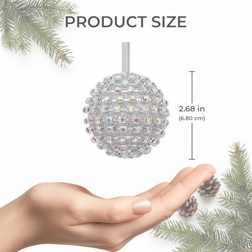 Starlight Silver Iridescent Rhinestone Christmas Ornaments Set - 4 Pieces