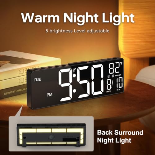 10.5-Inch Large Digital Alarm Clock with LED Display, Remote and Dual Alarm