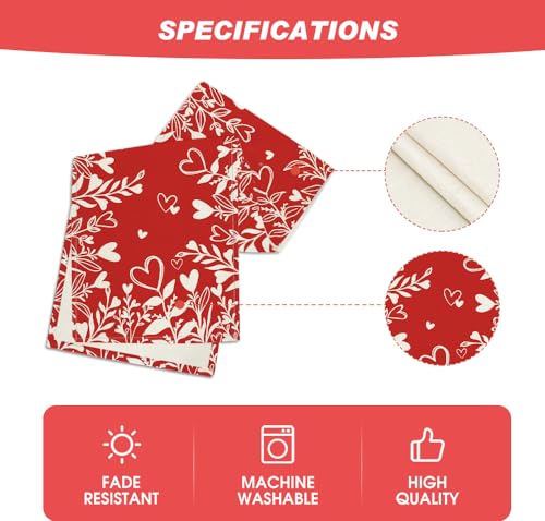 Artoid Mode Red Heart Love Valentine Table Runner 13x120 Inch