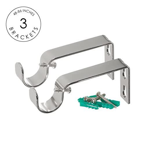 Adjustable 1-Inch Curtain Rod with Decorative End Caps, 48 to 86 Inch, Chrome