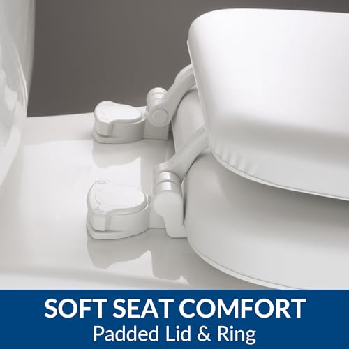 Padded Round Toilet Seat, Cushioned Soft Vinyl with Wood Core, White