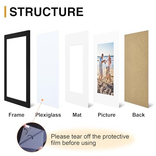8x10 Black Picture Frame with 5x7 Mat - Wall & Tabletop Photo Frame