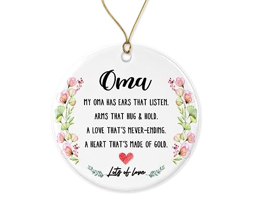 OystersPearl Oma Christmas Ornament - Keepsake Ceramic Holiday Decor Gift
