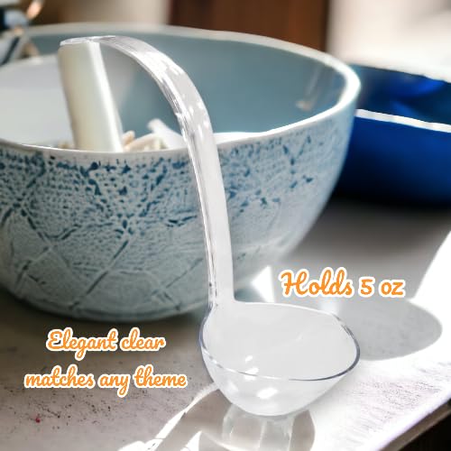 Clear Plastic Punch Bowl Ladle, 5 oz, 12-Inch Length - Set of 2