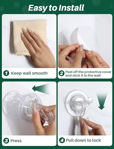 Clear Suction Cup Wreath Hangers for Front Door - 5 Pack Heavy Duty Hooks