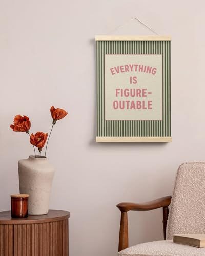 Inspirational Canvas Wall Art Poster, Retro Pink and Green Affirmation Decor 12x16