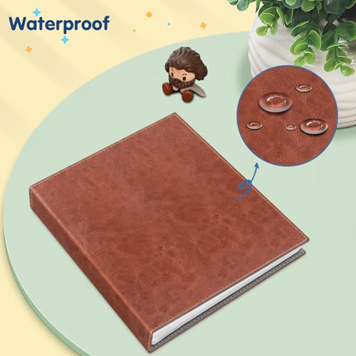 8x10 Photo Album, 52-Pocket Vegan Leather Memory Book, Vintage Brown