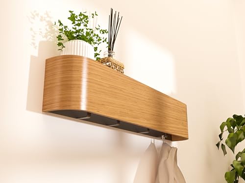 Wall Mounted Coat Rack with Shelf and 6 Hooks for Entryway Organization