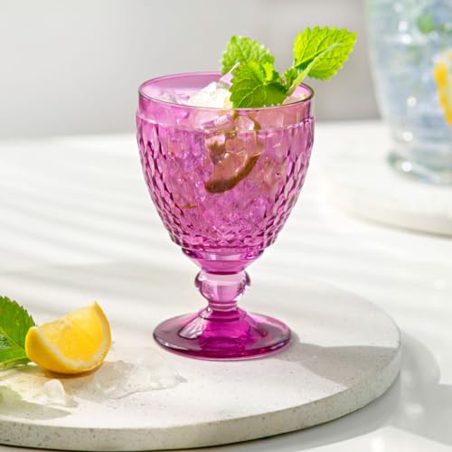 Boston Crystal Water Glass 250ml - Elegant Pink Textured Glassware