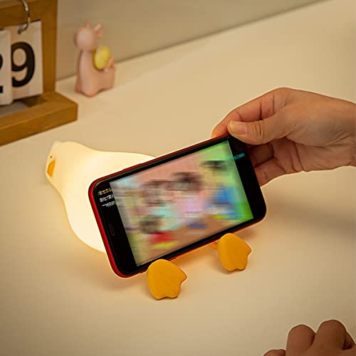 Cute LED Lying Flat Duck Night Light - Dimmable Squishy Touch Lamp